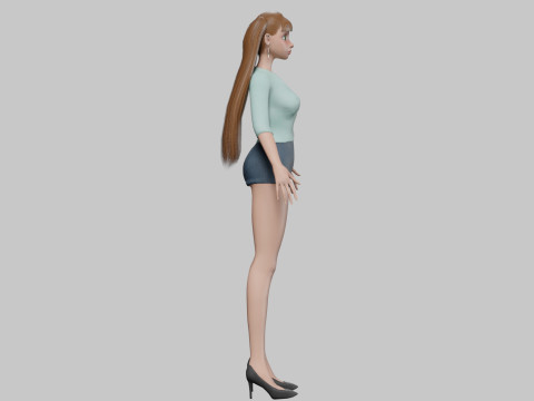 Classic cartoon girl V24074 Modèle 3D