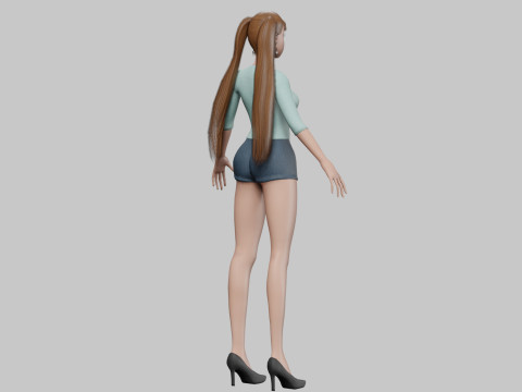Classic cartoon girl V24074 Modèle 3D