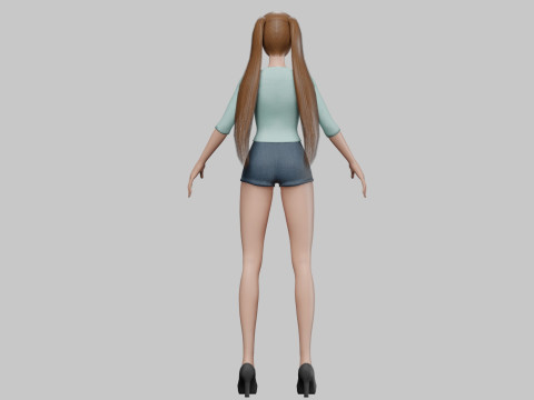 Classic cartoon girl V24074 Modèle 3D