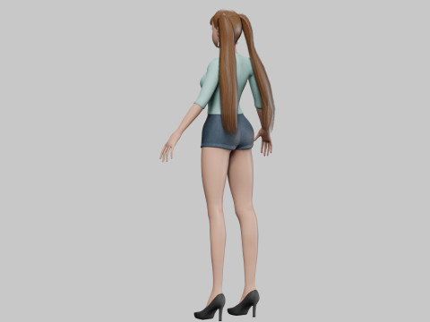 Classic cartoon girl V24074 Modèle 3D