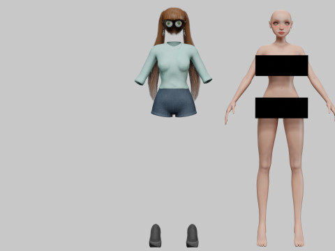 Classic cartoon girl V24074 Modèle 3D