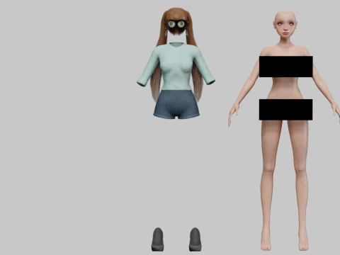 Classic cartoon girl V24074 3D Model