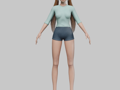 Classic cartoon girl V24074 Modèle 3D