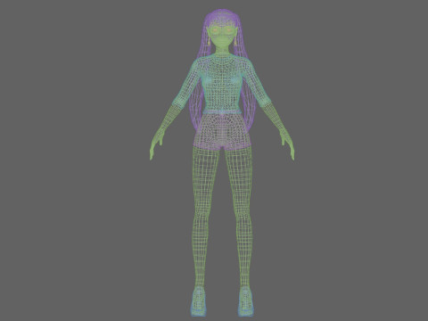 Classic cartoon girl V24074 Modèle 3D