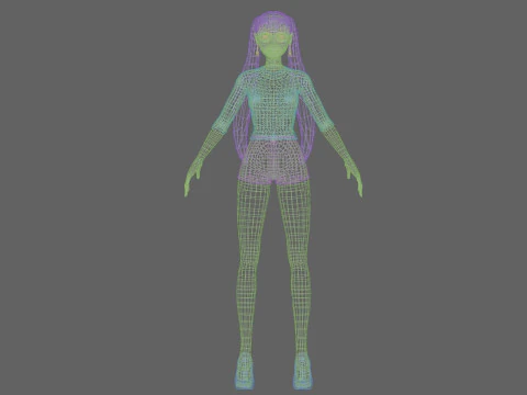 Classic cartoon girl V24074 3D Model