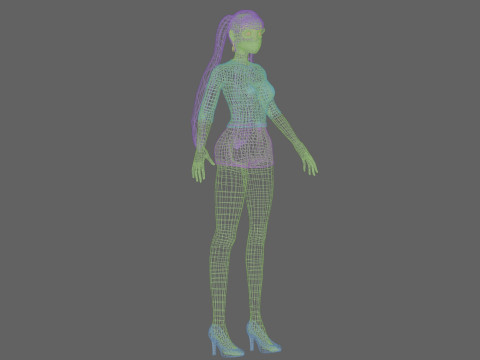 Classic cartoon girl V24074 Modèle 3D