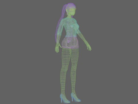 Classic cartoon girl V24074 3D Model