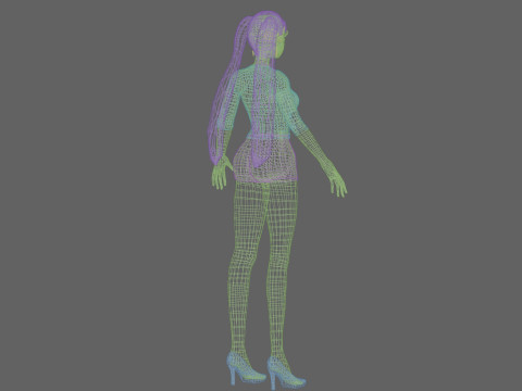 Classic cartoon girl V24074 Modèle 3D