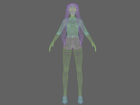 Classic cartoon girl V24074 3D Model