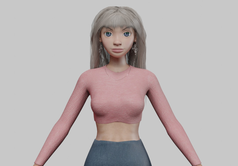 Classic young girl V35956 3D Модель .c4d .max .obj .3ds .fbx .stl .blend