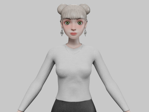 Cute cartoon girl V24378 3D Model