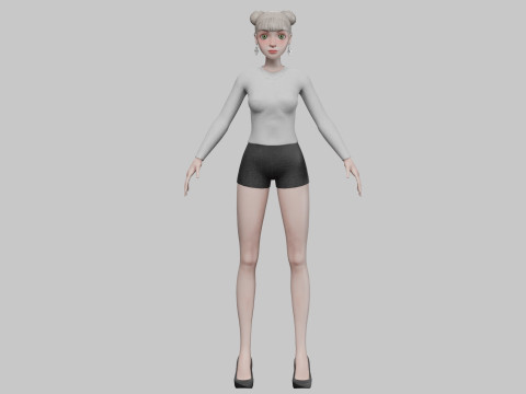Cute cartoon girl V24378 3D 模型