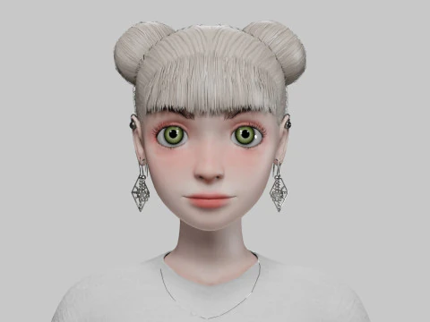 Cute cartoon girl V24378 3D Model