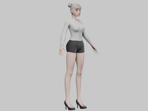 Cute cartoon girl V24378 3D 模型