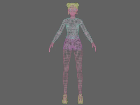 Cute cartoon girl V24378 3D Model