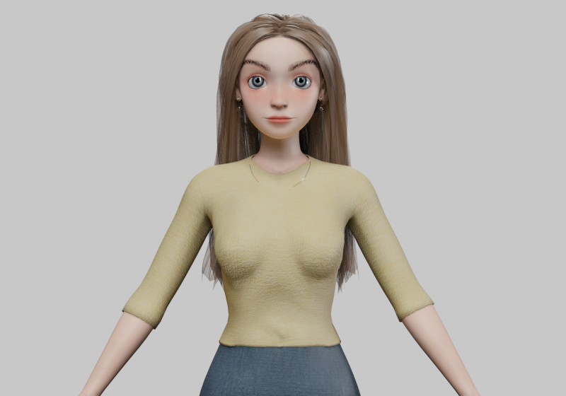 Lovely pretty girl V31065 3D 模型 .c4d .max .obj .3ds .fbx .stl .blend 