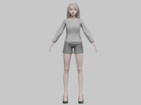 Pretty blond girl V32572 3D 模型