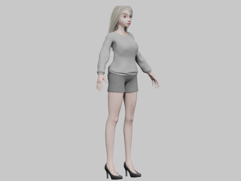 Pretty blond girl V32572 3D 模型