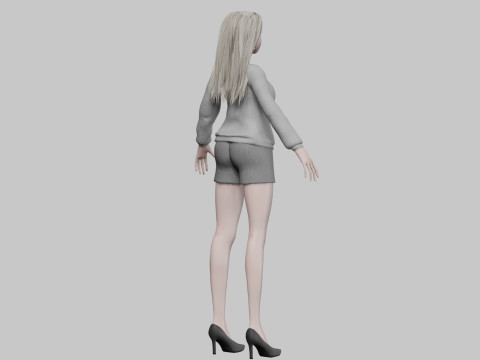 Pretty blond girl V32572 3D 模型