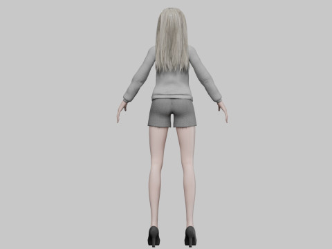 Pretty blond girl V32572 3D 模型