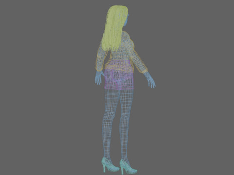 Pretty blond girl V32572 3D 模型