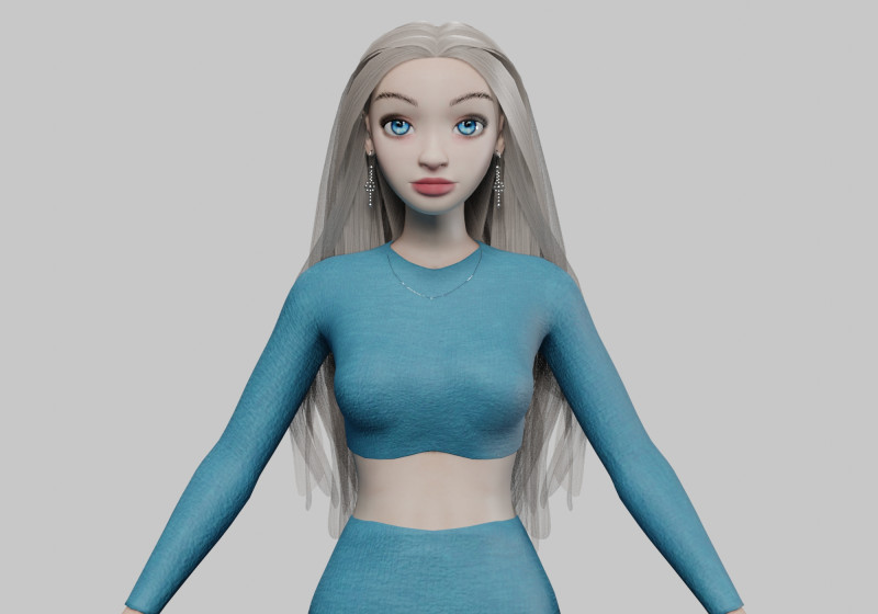 Pretty cartoon girl V32662 Modelo 3D .c4d .max .obj .3ds .fbx .stl .blend 
