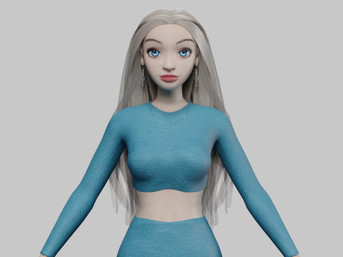 Pretty cartoon girl V32662 3D Модель