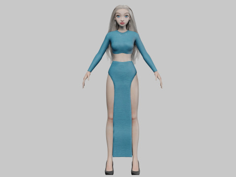 Pretty cartoon girl V32662 Modelo 3D
