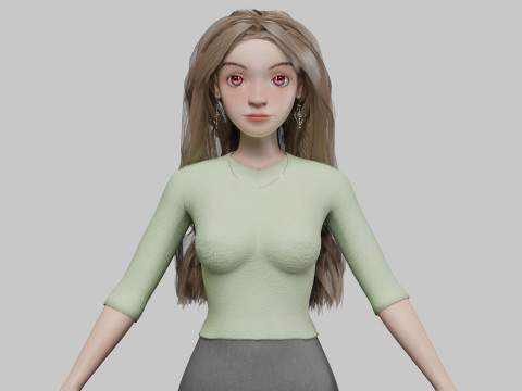 Pretty stylized girl V32817 3D 모델