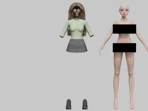 Gadis cantik bergaya V32817 Model 3D