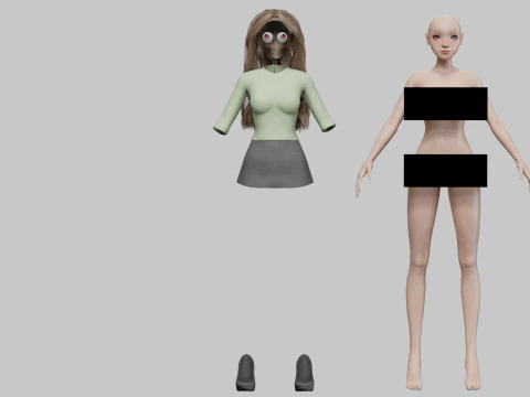 Pretty stylized girl V32817 3D Model