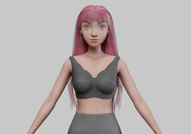 Pretty teen girl V33133 3D Model .c4d .max .obj .3ds .fbx .stl .blend