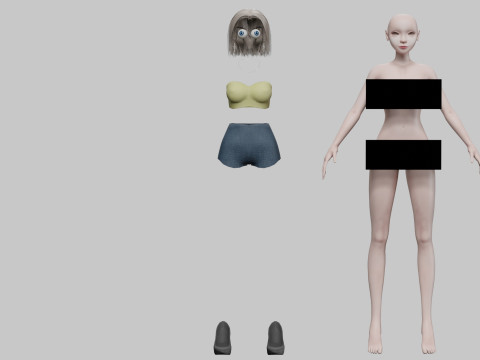 Standard cartoon girl V26387 3D Модель