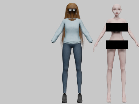 Standard young girl V33830 Modèle 3D