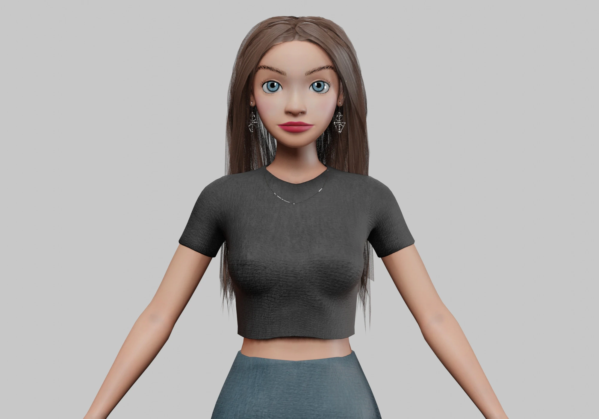 Stylized pretty girl V34060 3D Model .c4d .max .obj .3ds .fbx .stl .blend 