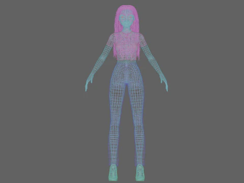 Stylized pretty girl V34060 3D Model