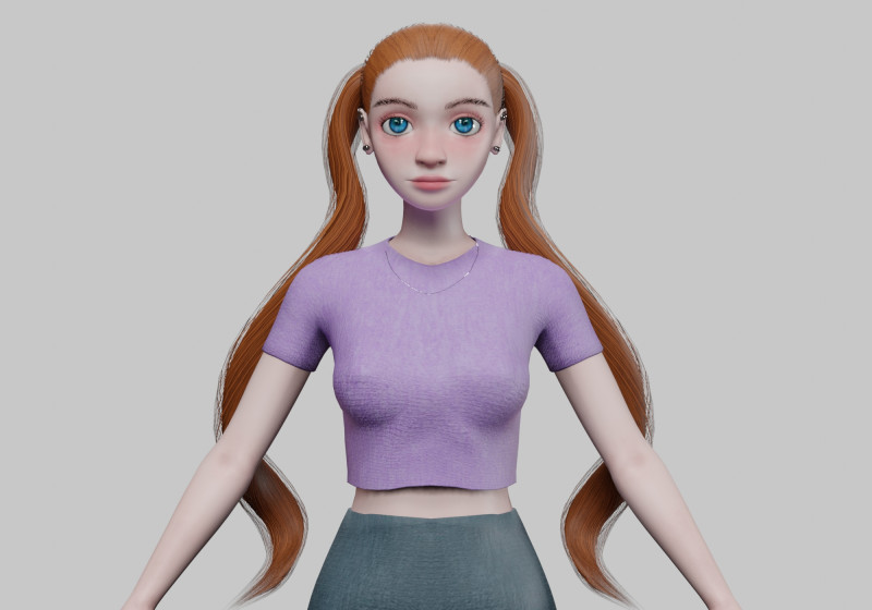 Sweet cartoon girl V24684 3Dモデル .c4d .max .obj .3ds .fbx .stl .blend 