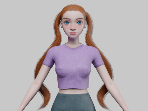 Sweet cartoon girl V24684 3D 模型