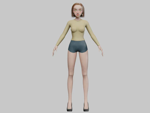 Teen cartoon girl V28283 3D Model