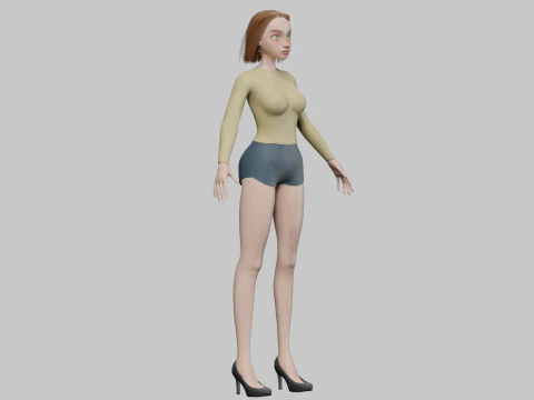 Teen cartoon girl V28283 3D Model