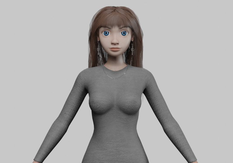 Young basic girl V33549 3D Модель .c4d .max .obj .3ds .fbx .stl .blend 