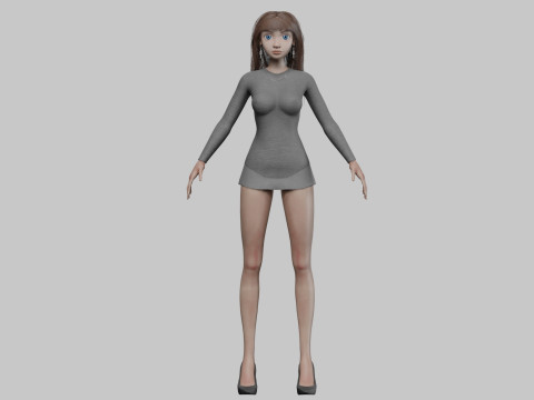 Young basic girl V33549 3D Модель