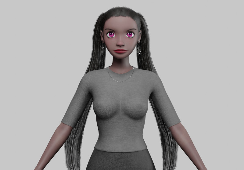 Young black girl V23377 3D Model .c4d .max .obj .3ds .fbx .stl .blend 