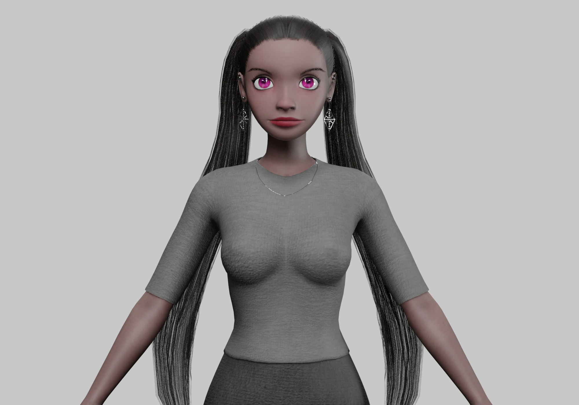 Young black girl V23377 3D Model .c4d .max .obj .3ds .fbx .stl .blend 