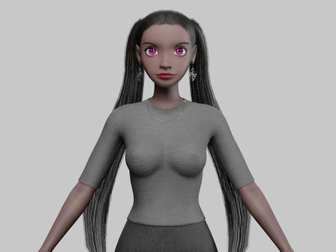 Young black girl V23377 Modelo 3D