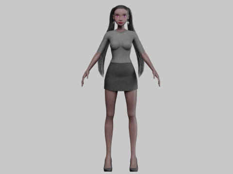 Young black girl V23377 3D Model