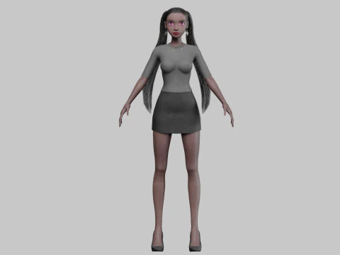 Young black girl V23377 3D Model