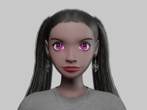 Young black girl V23377 3D Model