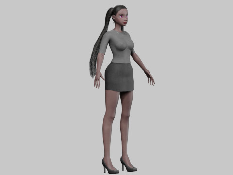 Young black girl V23377 3D Model