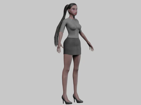 Young black girl V23377 3D Model
